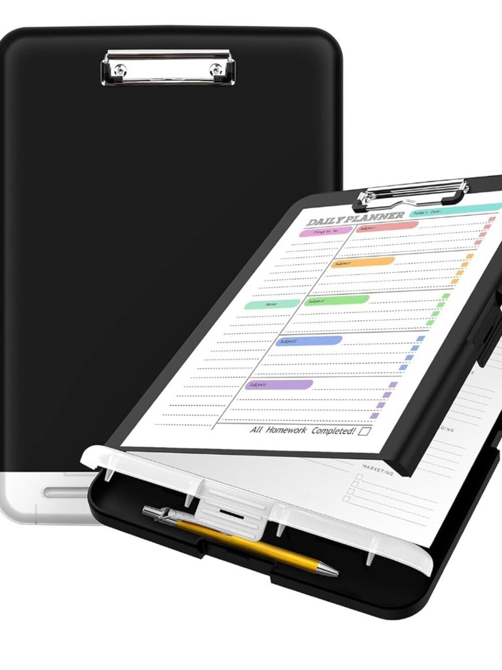 Clipboard with Storage, Clip Board 8.5 x 11 with Pen Holder, High Capacity Plast